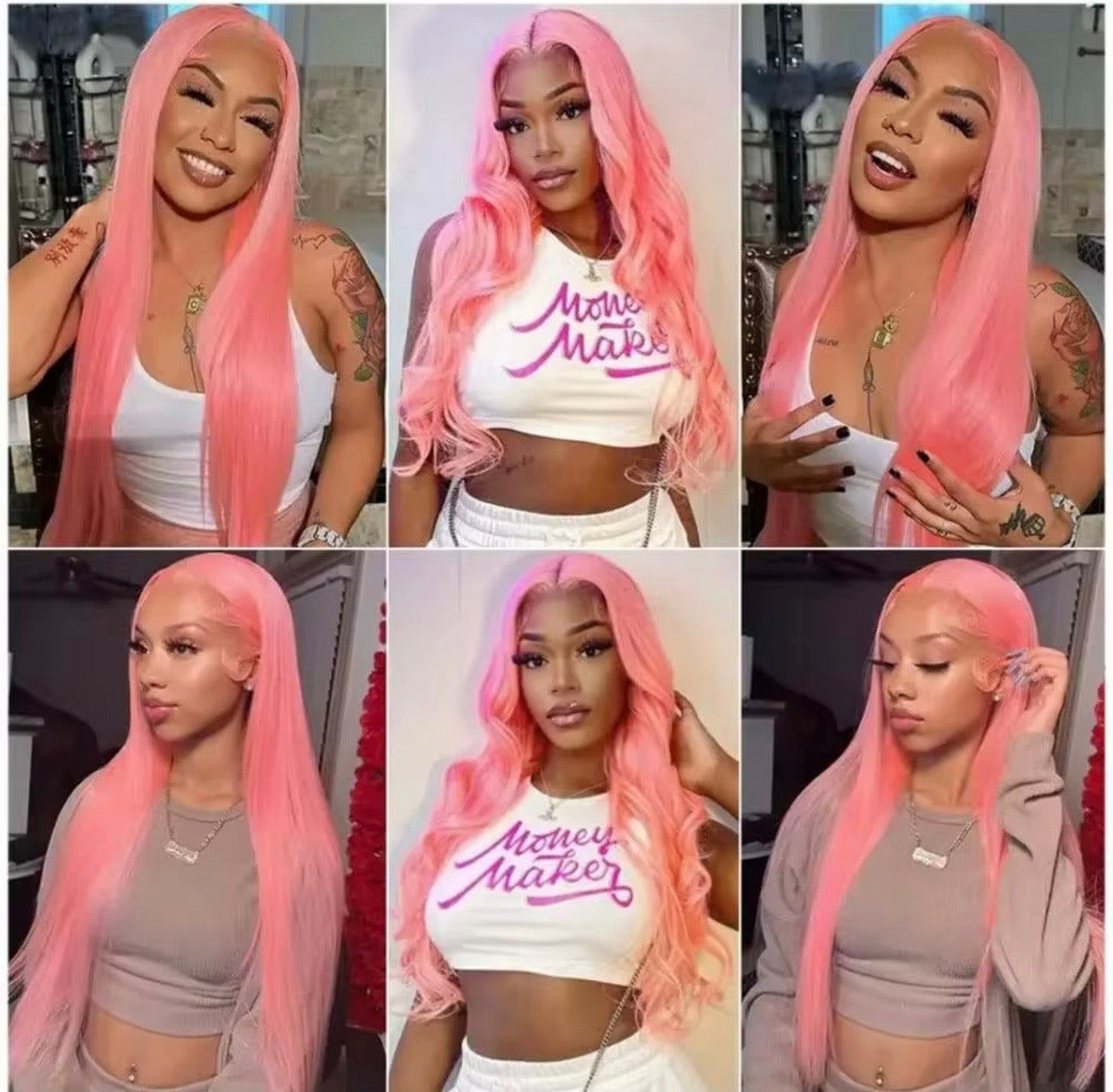 Luxury Pink Silk Straight Wig