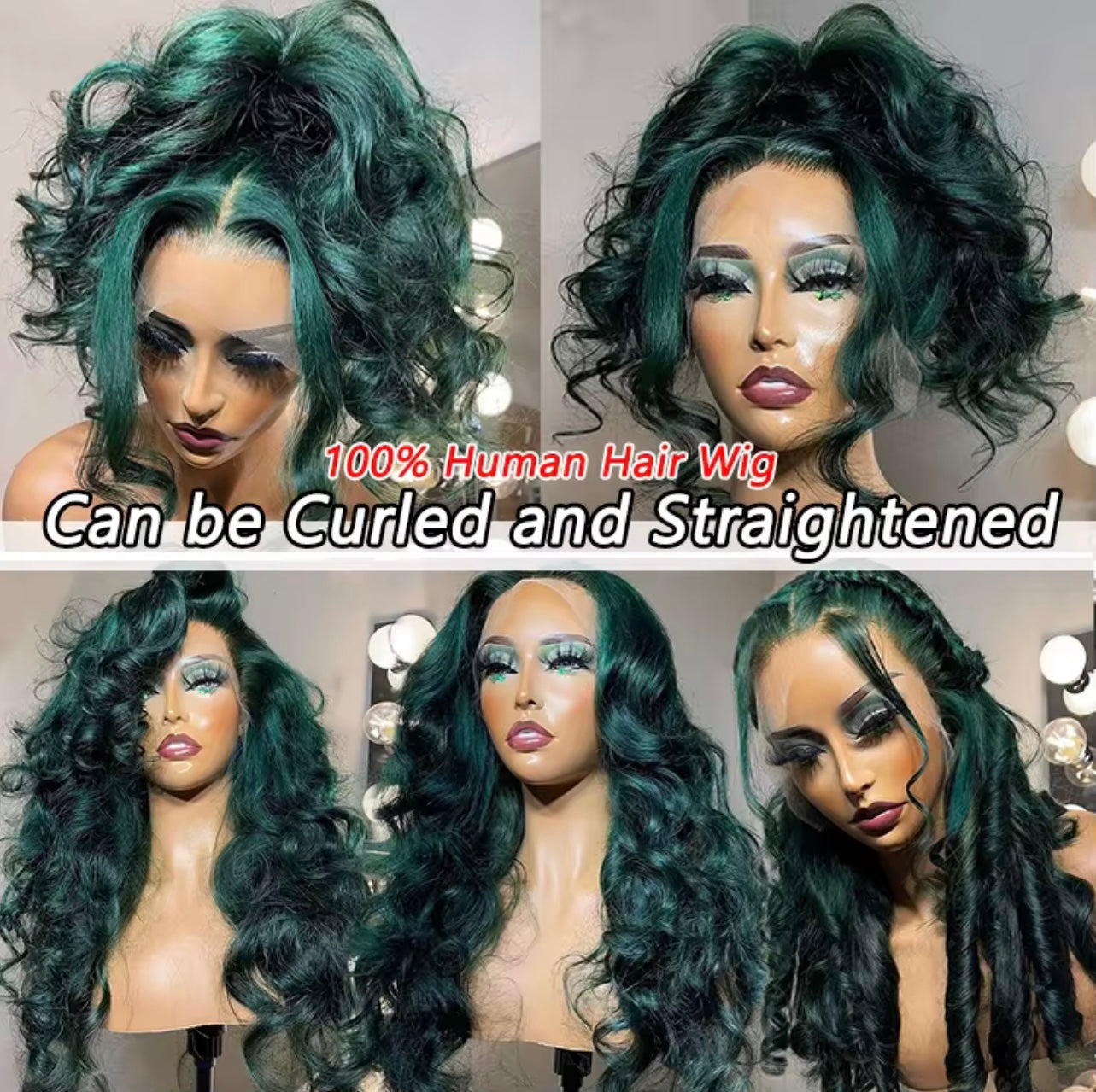 Luxury Emerald Green Body Wave Wig