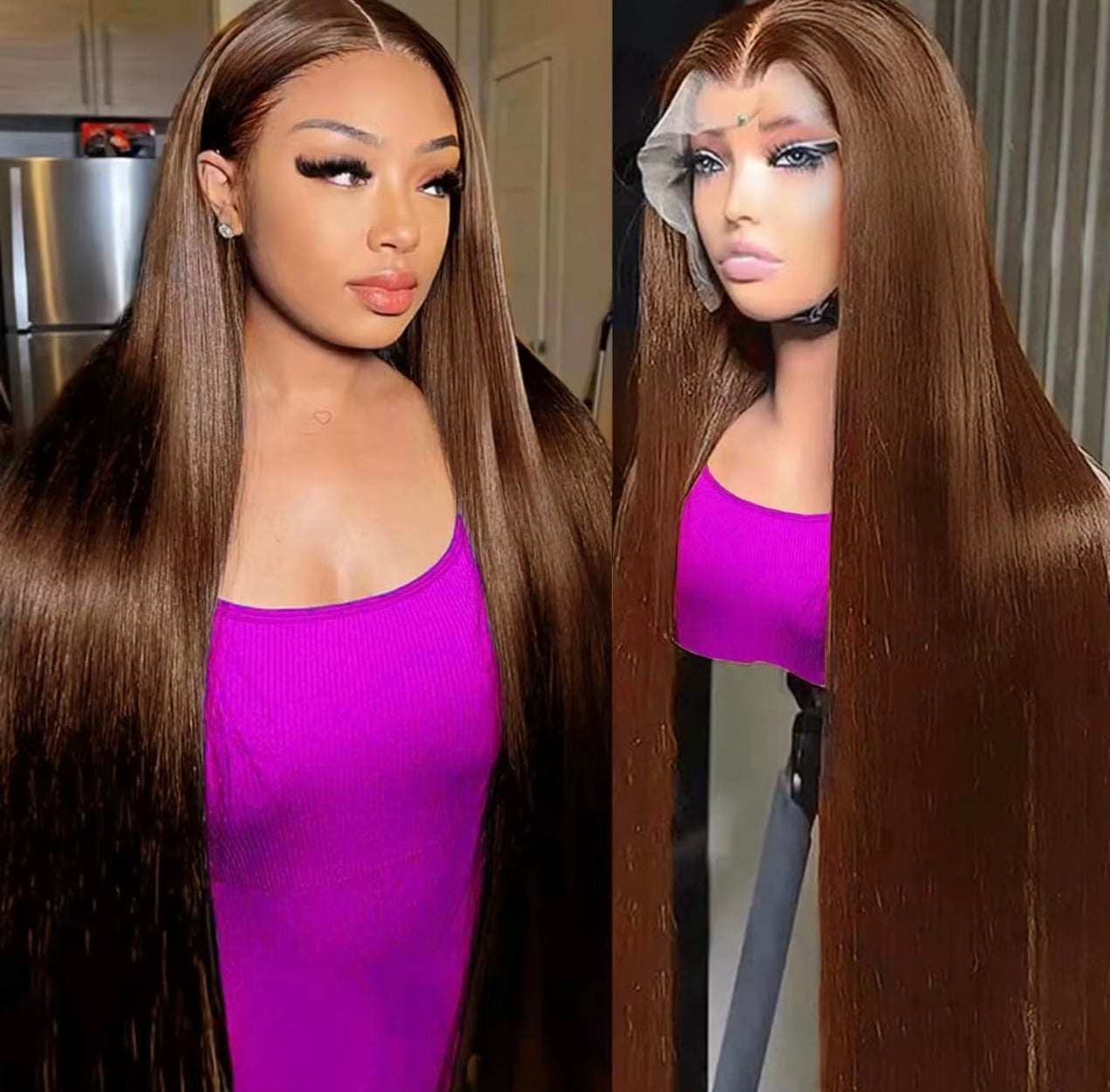 Luxury Chocolate Silk Straight Wig