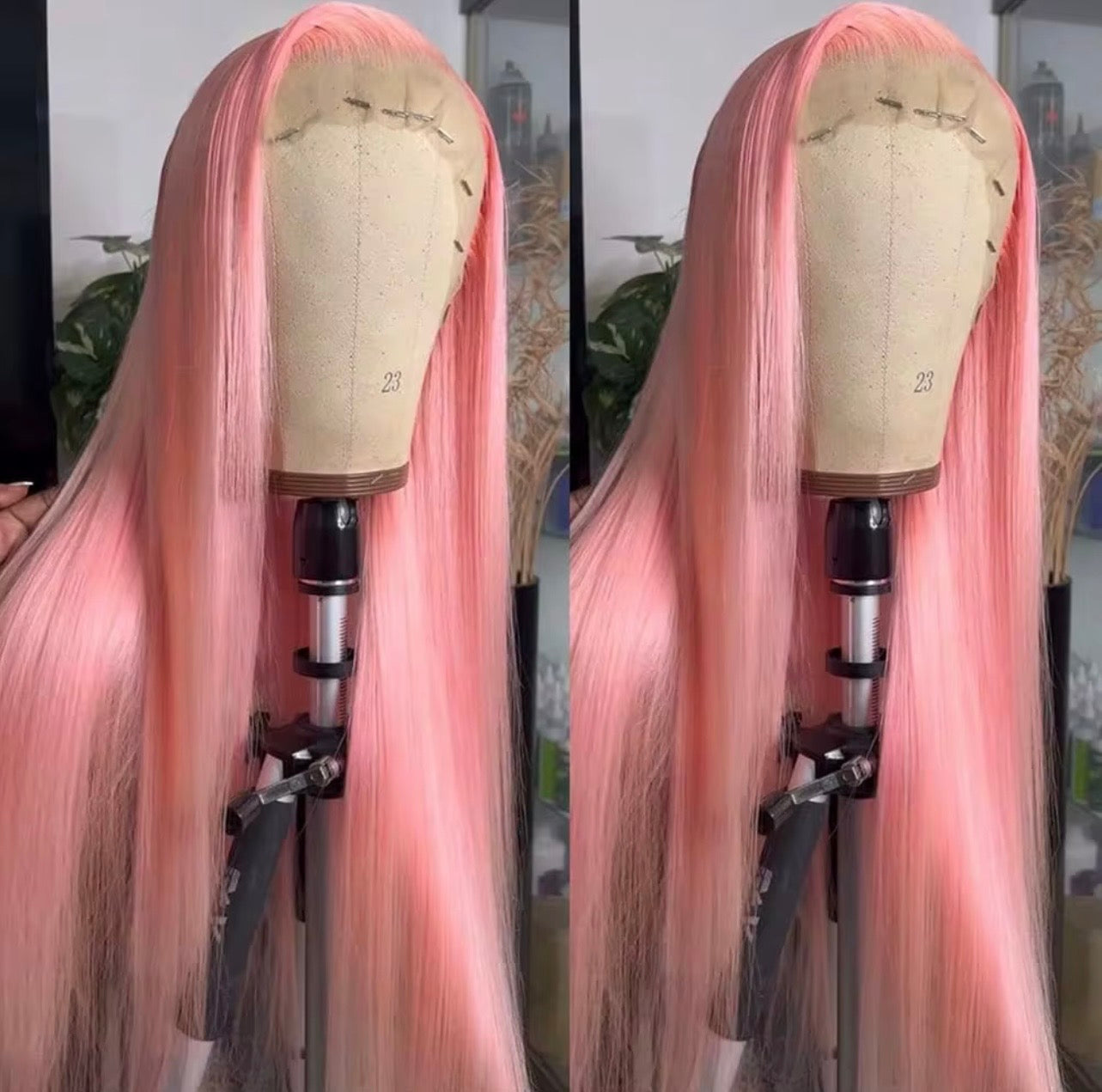 Luxury Pink Silk Straight Wig