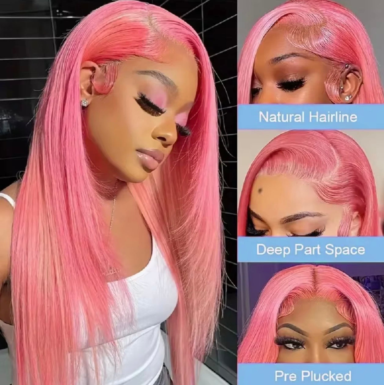 Luxury Pink Silk Straight Wig