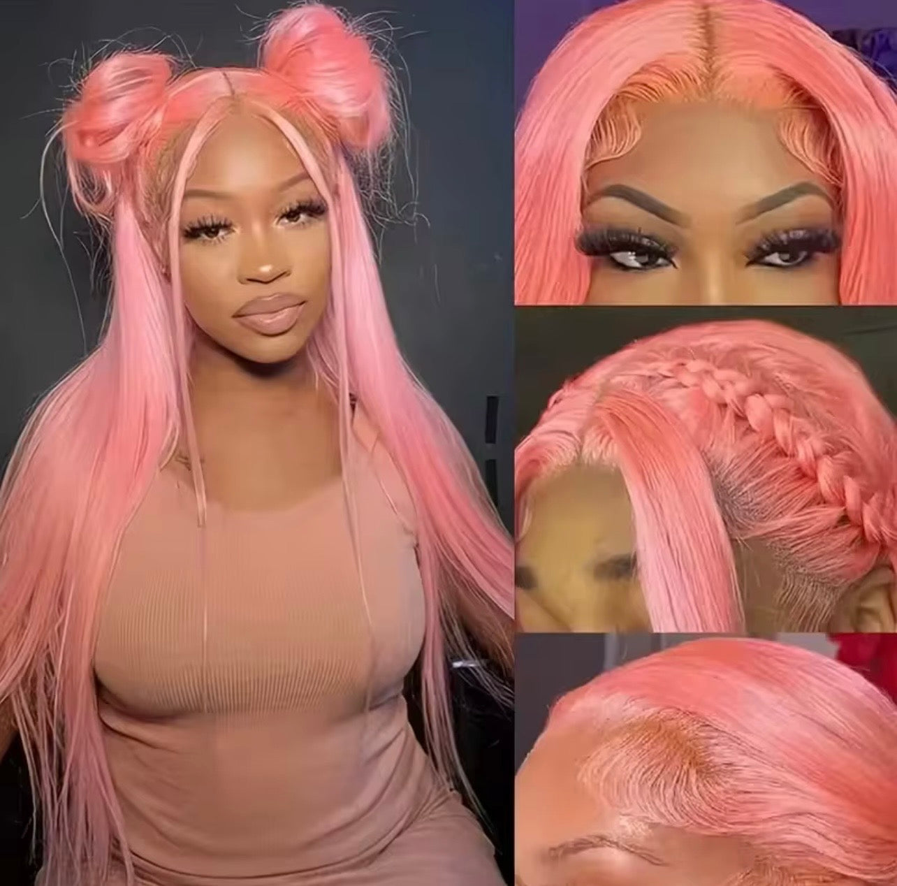 Luxury Pink Silk Straight Wig