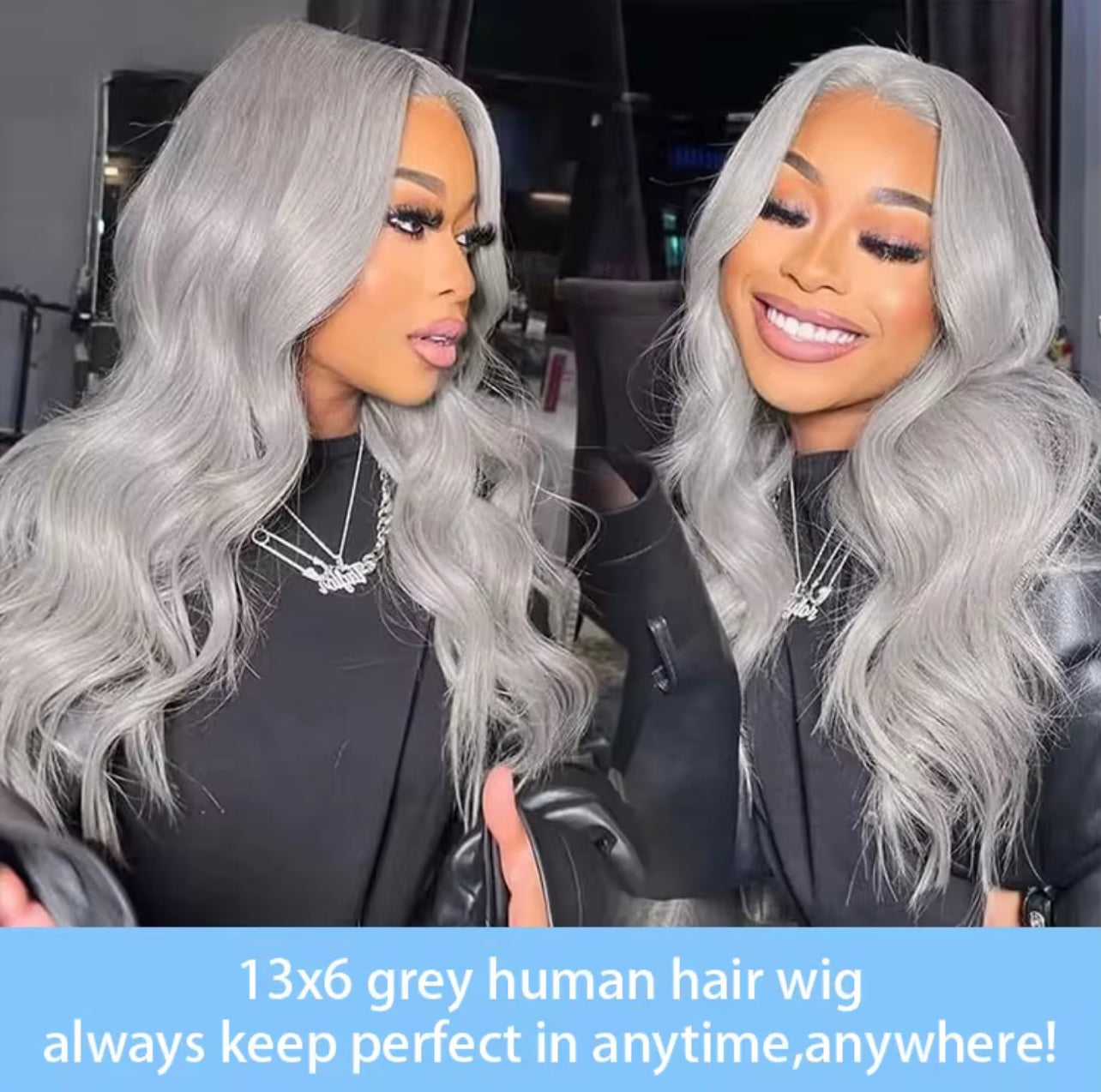 Luxury Silver Glam Body Wave Wig