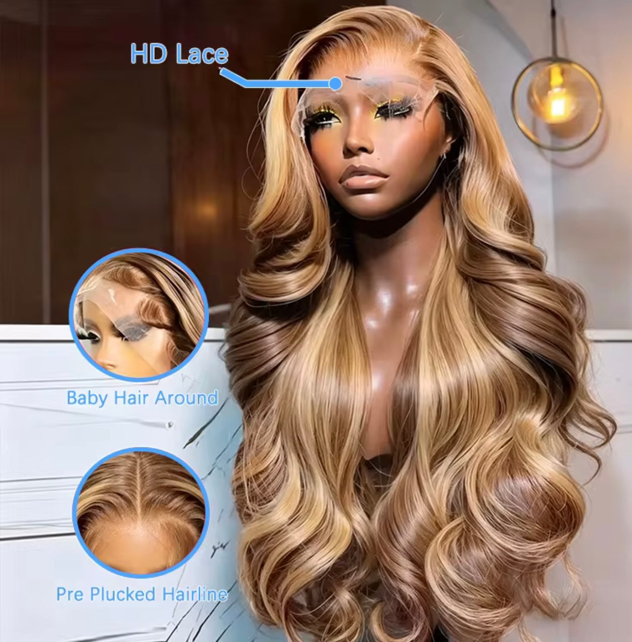 Luxury Honey Brown Body Wave Wig
