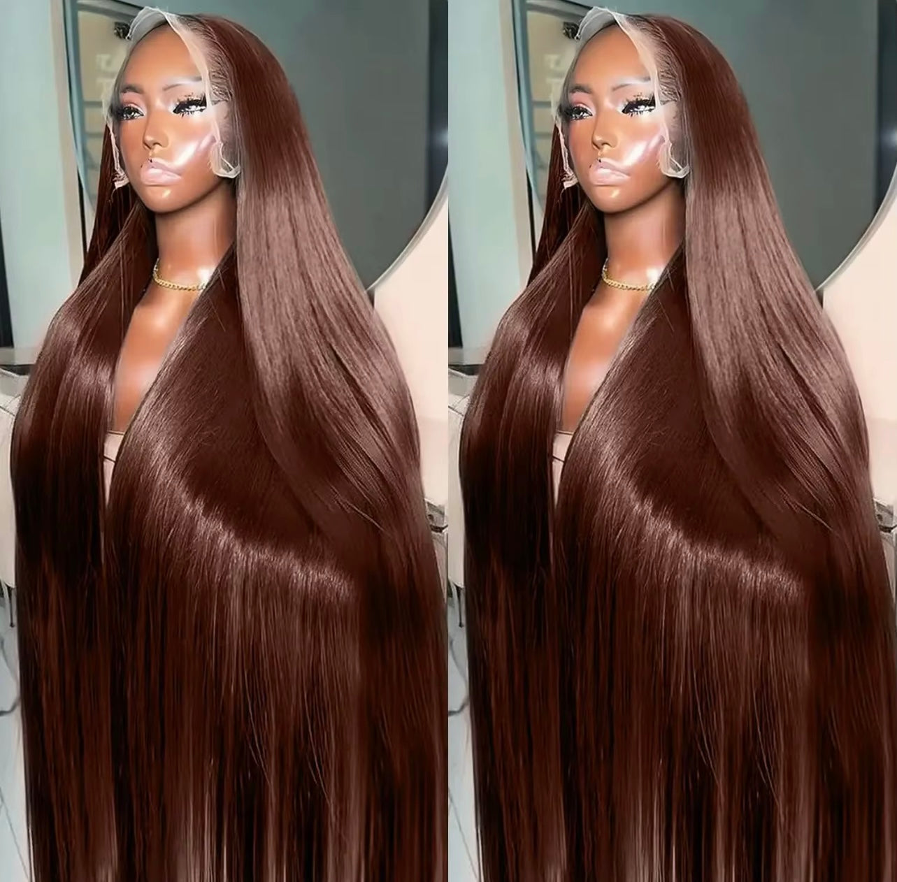 Luxury Chocolate Silk Straight Wig