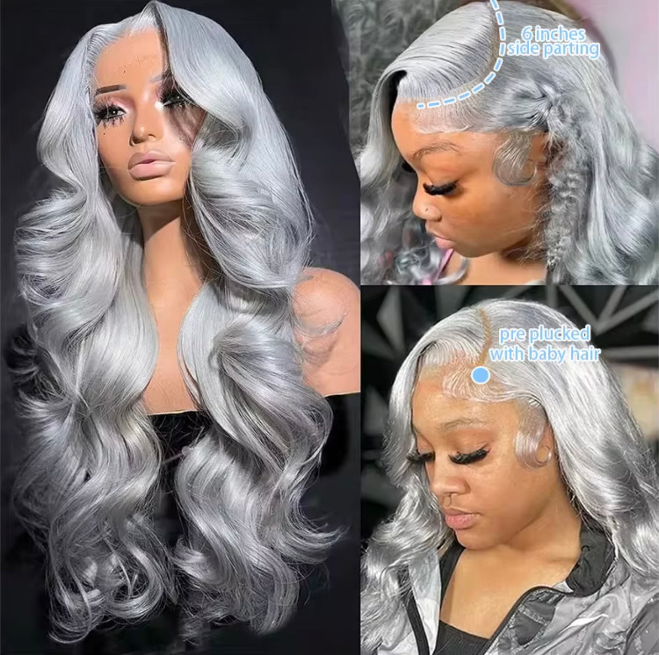Luxury Silver Glam Body Wave Wig